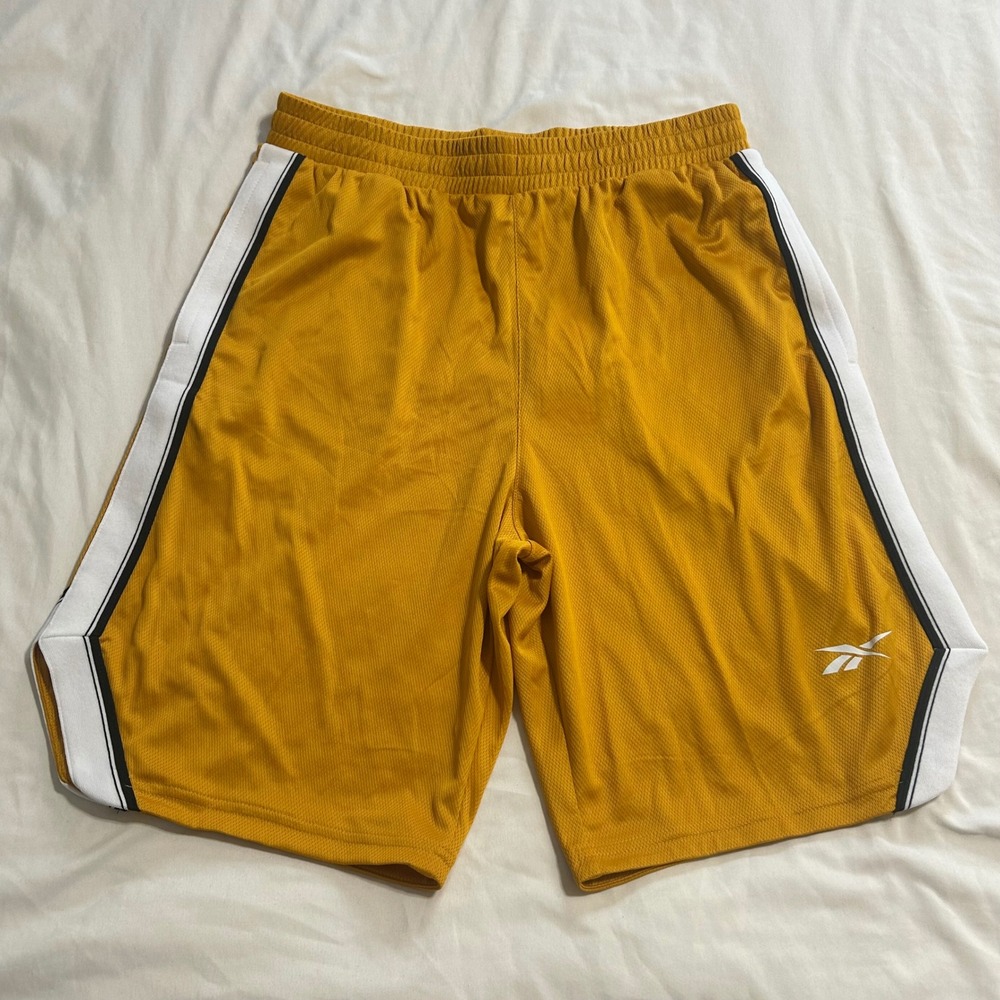 Reebok Mens WOR Mesh Shorts Bright Ochre Yellow Athletic Basketball HS6627 Small